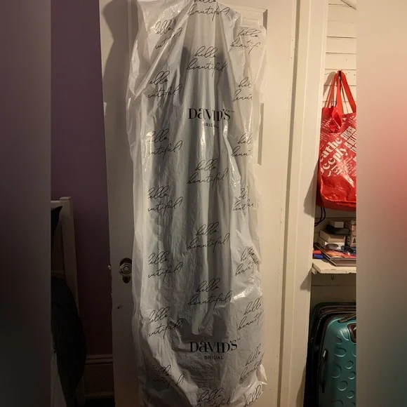 David's Bridal Blue Lace Prom Dress - Picture 3 of 6